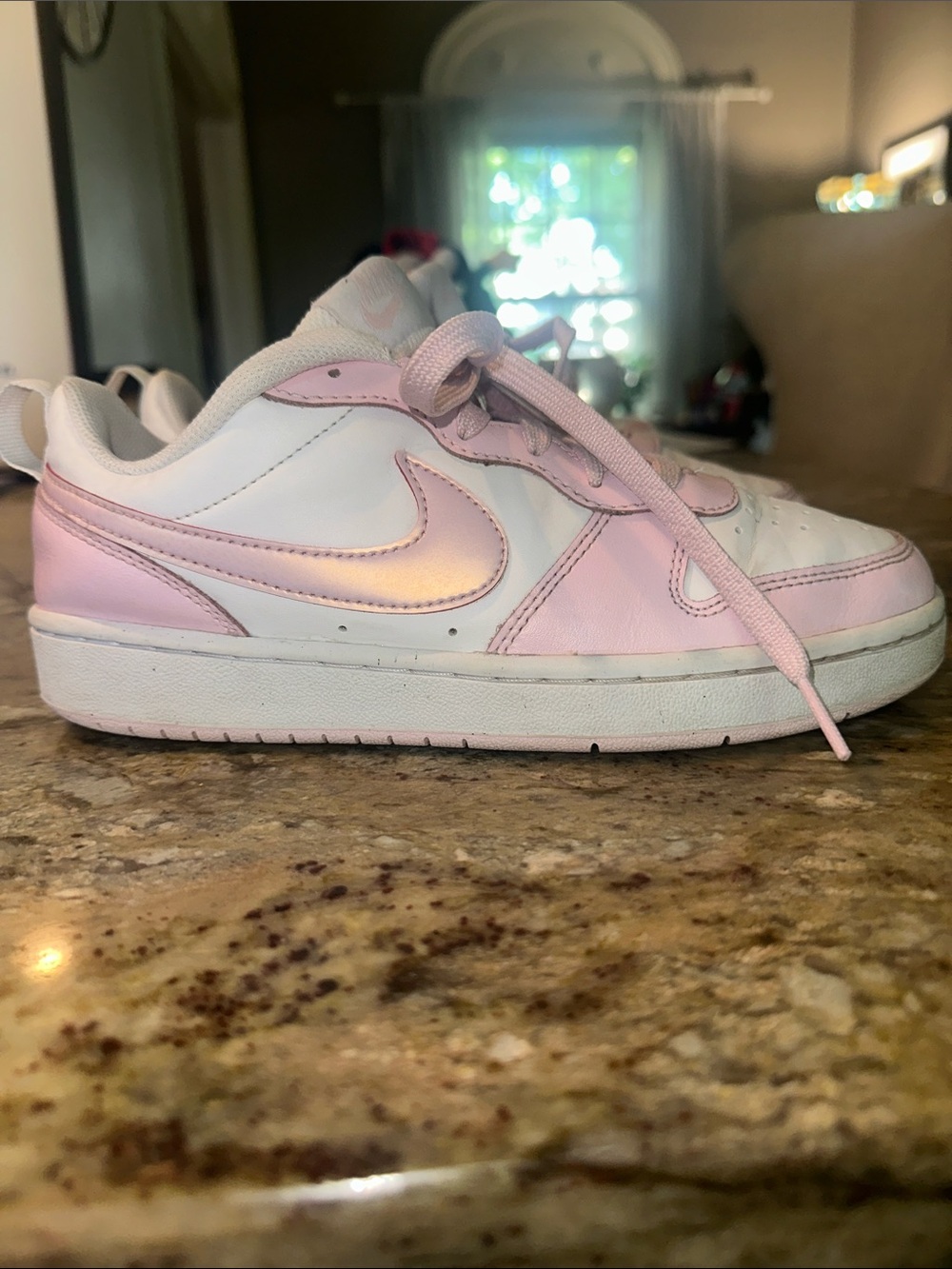 Nike Kids Low-Top Sneakers - White & Light Pink Iridescent